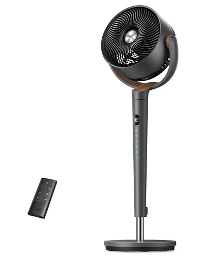 Dreo ventilador de pie muy silencioso con control remoto, ventilador grande 20 dB con motor CC, oscilación 120°, 3 modos, altura ajustable 94–107 cm, ventilador de suelo TurboPoly™ 512