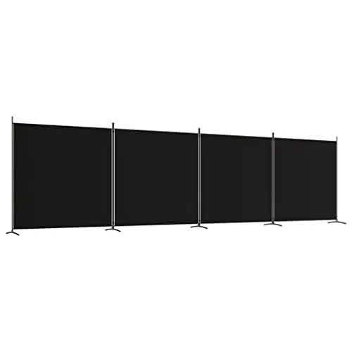 vidaXL Biombo Divisor de 4 Paneles Separador Decoración Habitación Dormitorio Oficina Pantalla Privacidad Pared Plegable de Tela Negro