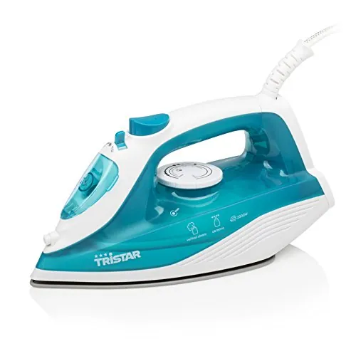 Tristar Plancha de Vapor, 2000 W, Suela de Cerámica, Ajustable, Vertical, Golpe hasta 70 g/min, Función de Autolimpieza, Depósito de Agua de 210 ml, Cable de 1,9 m, ST-8300, Azul