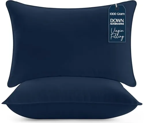 Utopia Bedding Almohada 50x70 cm Pack de 2, Fibra Hueca, Azul Marino