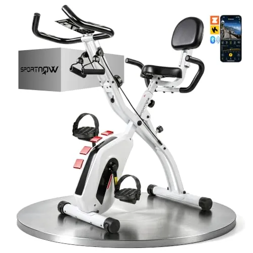 SPORTNOW Bicicleta Estática Plegable 4 en 1 con Respaldo para Casa Blanco
