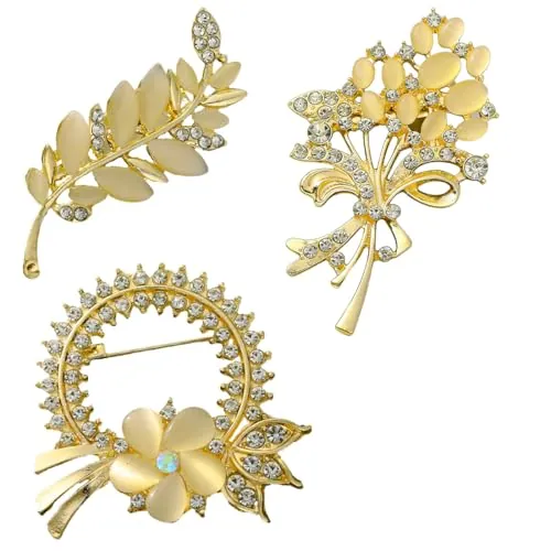 TEOZBLU Juego de 3 Broches Elegantes para Mujer - Imperdibles Decorativos para Ropa, Sombrero y Bolso, para Fiestas