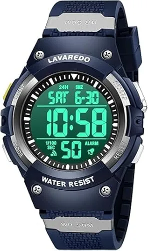 Timever Reloj Digital niños con Correa de Silicona, Resistente al Agua a 5 ATM, Reloj Deportivo con Alarma, cronómetro, Fecha, luz, Hora Dual, Cuenta Regresiva