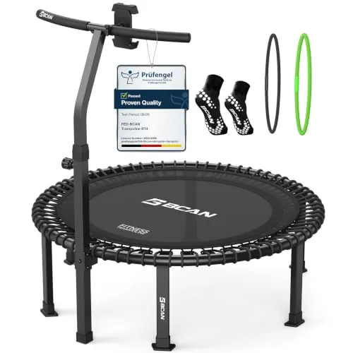 B BCAN BT4 - Cama elástica de Bungee para adultos de 102 cm Soft Land Pro, capacidad de 500 lb (227 kg), mangos/bungees de tensión ajustables, estructura de una pieza (16 calibre), soporte para