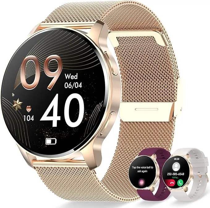 Reloj Inteligente Mujer con Llamada y Asistente Voz, con Monitoreo de Pulsómetro, Sueño, Oxímetro, Pulsera Actividad Podómetro, Caloría 20 Modos Deporte, para Android iOS