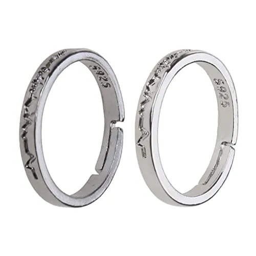 GMBYLBY Anillos abiertos de moda para hombre y mujer, diseño de corazón para propuesta, boda, niños, niñas, gay, lesbiana, ajustable, 1 par, como en la imagen