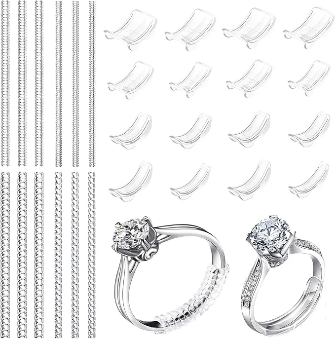 Amexo 36 Piezas Ajustador de Tamaño de Anillo para Anillos Sueltos Reductor Anillo Invisible Protectores de Anillo para Mujeres y Hombres Ajustador Anillo Transparente Apto Para Todos Anillos