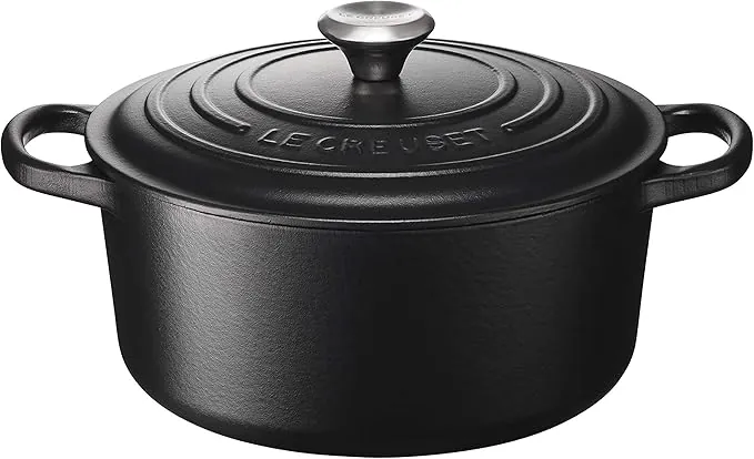 Le Creuset Cocotte redonda de hierro fundido, 22 cm, 3, 3 L, Todas Las Fuentes de Calor incluso inducción, Negro Mate, 21177220000430