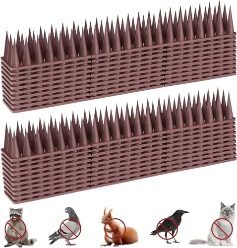 Pinchos Antipalomas 5.7 Metros, Pinchos Anti Gatos, Ahuyentador de Gatos Plástico, Ahuyentador de Palomas para Balcón Terraza Ventana Cercas - 20 Piezas Marrón