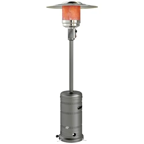 Outsunny Estufa de Gas Butano, 13000W, Calefactor de Exterior a Gas Portátil con Temperatura Ajustable, Protección contra Vuelcos, Encendido Piezoeléctrico y Ruedas, para Butano y Propano, 7 m², Gris