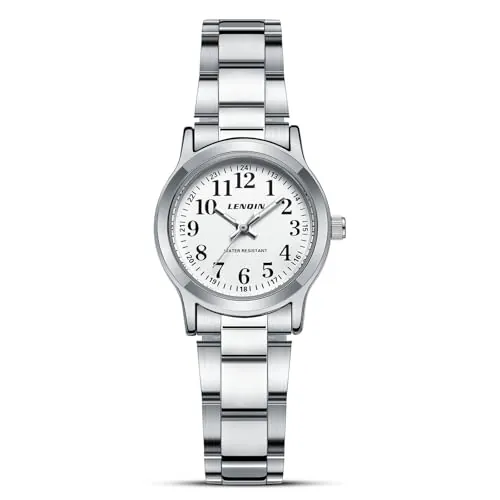 LN LENQIN Reloj Pequeño para Mujer Analógico de Cuarzo Acuático Elegante con Correa de Acero Inoxidable