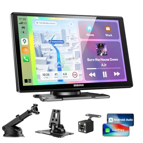 ESSGOO 9 Pulgadas Pantalla Carplay Coche Android Auto con Cámara de Reversa