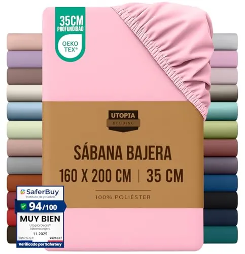 Utopia Bedding Sabana Bajera 160x200 - Rosa