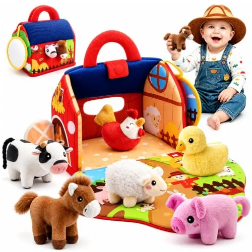 Toyzey Juguetes Bebes 6-12 Meses, Granja Juguete de Peluche Regalo Bebe 6 9 12 Meses Juguetes Montessori 1 Años Juegos Sensoriales Educativos Regalo Niño Niña 1 Años Juegos Bebe 6-12 Meses