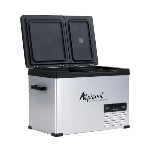 Alpicool CHS55 40L Neveras de viaje portátil Nevera congelador de Coche 12/24V CC Eléctrica Frigoríficos para automóvil para Camping, Viajes, Picnic, Doble control de temperatura