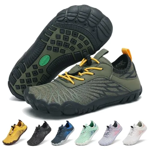 SAGUARO Escarpines Niño Zapatillas Barefoot Niños Secado Rápido Zapatillas de Agua Niña Ligeras Zapatos de Playa Piscina Mar Verde Militar, 32 EU