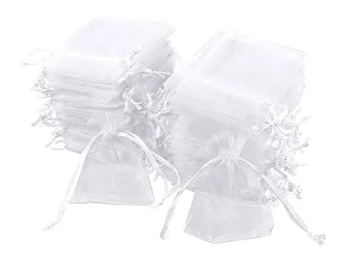 Carehabi 100 bolsas de regalo de organza color blanco 7 x 9 cm