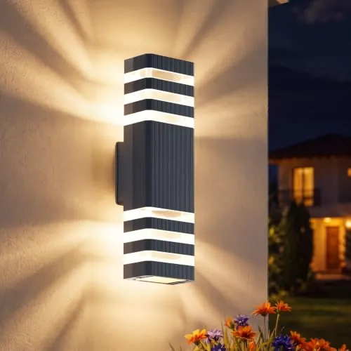 Klighten Lámpara exterior de pared Interior/Exterior, IP65 Lámpara de pared GU10 Up Down 3000K, Aplique Pared LED Para Dormitorio, Patio,Terraza, Corredor(Antracita)