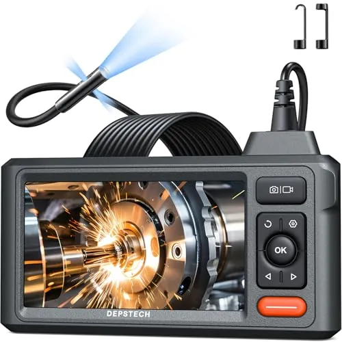 DEPSTECH Endoscopio Triple Lente 1080P, 5" IPS, 5m Cable Semirrígido IP67