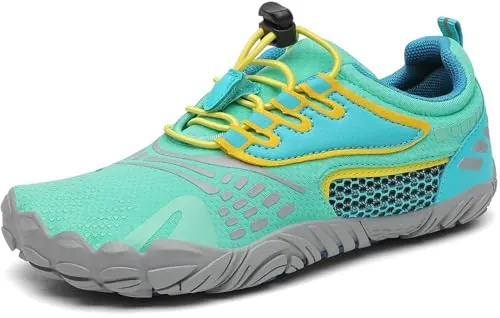 SAGUARO Barefoot Zapatillas de Trail Running Niños Niñas Minimalistas Zapatos de Deporte Antideslizantes Calzado Descalzos para Fitness Correr Montaña Senderismo Agua, Menta Verde, 28 EU
