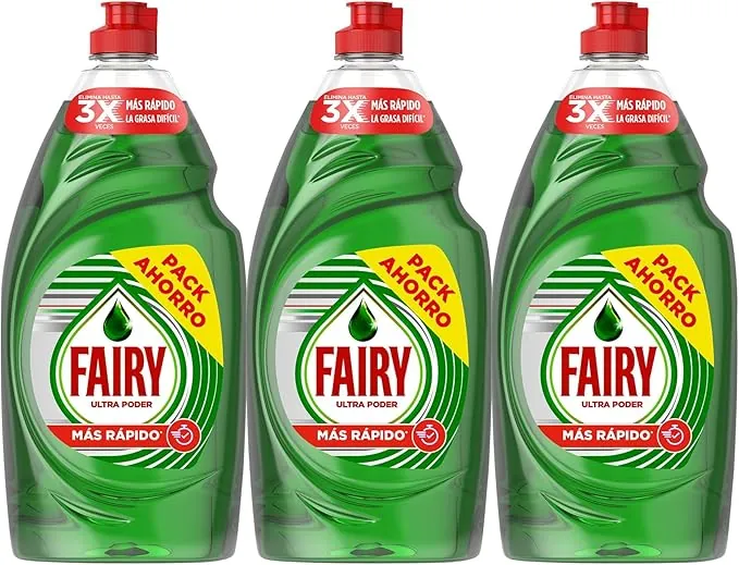 Fairy Ultra Poder Original Líquido Lavavajillas 3x900ML Fórmula Efectiva Que Deja Los Platos Relucientes, Impresionante Poder Antigrasa