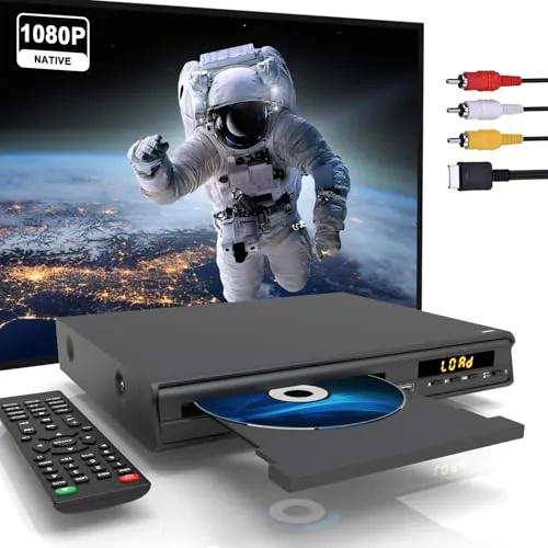 Reproductor DVD HDMI 1080P, Reproductor DVD Multirregión para TV, Conexiones HDMI/AV/Entrada USB/Entrada de Micrófono, Sistema NTSC/PAL, Control Remoto, Compatibilidad con Todas Las Regiones