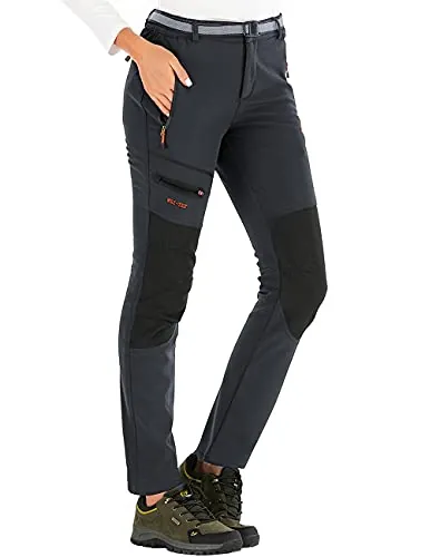DAFENP Pantalones Trekking Esqui Mujer Termicos Impermeables Polar Forrado