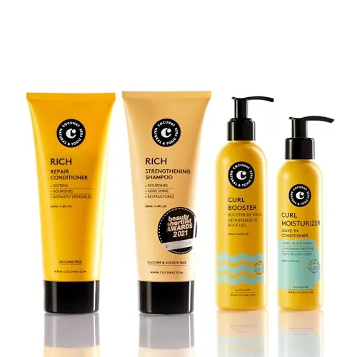 COCUNAT - Rutina de Volumen para Rizos - Limpia, Hidrata, Nutre, Define y Elimina el Frizz - Sin Siliconas ni Sulfatos - Método Curly
