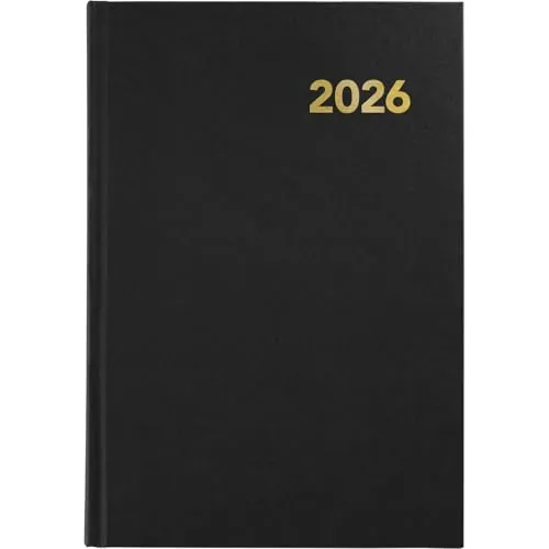 Grafoplas - Agenda 2026 Día por Página 2026 Bretaña, Negra, 14,5x21cm, Español, Tapa Dura y Punto de Lectura, 288 Páginas, Papel Blanco 70g Certificado FSC, Incluye Planning y Calendario 3 años