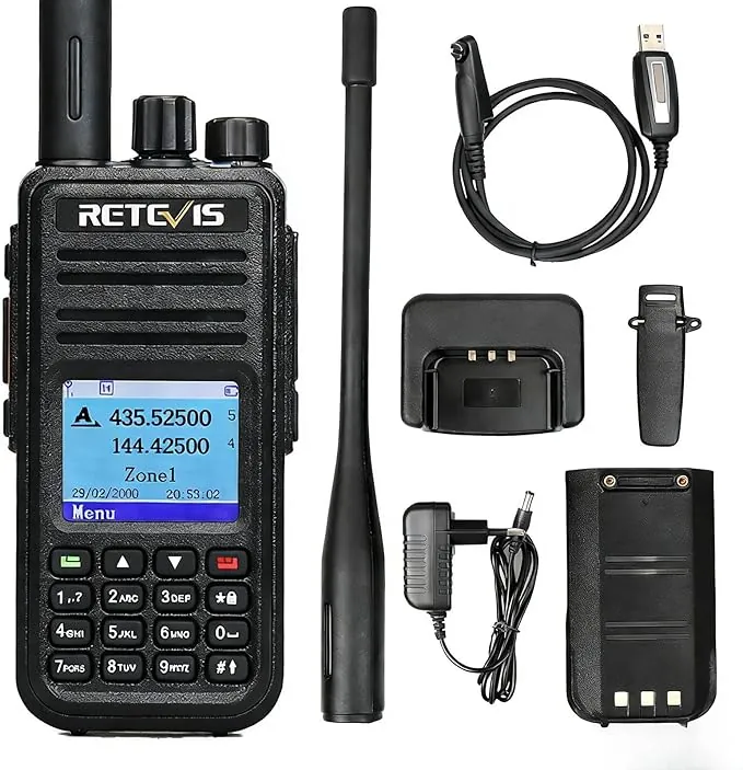 Retevis RT3S DMR, Emisora Caza, Digital/Analógica para Radioaficionados, Alto Rendimiento, Compatible con MOTOTRBO Nivel Ⅰ y Ⅱ, GPS, APRS, 3000 Canales(1 UNID, Negro)