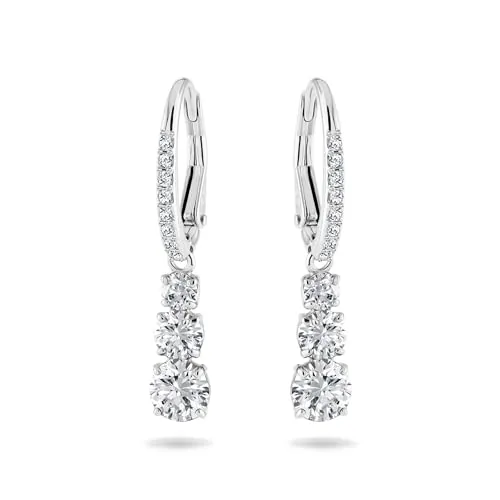 Swarovski Pendientes de aro Attract Trilogy, Talla redonda, Blancos, Baño de rodio