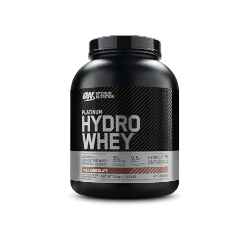 Optimum Nutrition Platinum Suero Hydro, Aislado de Proteína de Leche Hidrolizada en Polvo con Aminoácidos Esenciales, Glutamina y BCAA, Sabor Chocolate con Leche, 40 Porciones, 1,6 kg