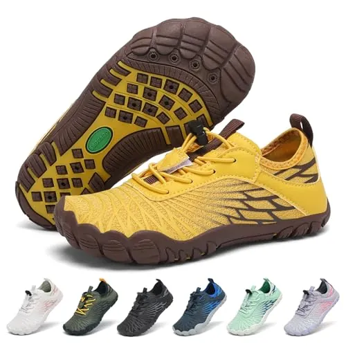 SAGUARO Escarpines Niño Zapatillas Barefoot Niños Secado Rápido Zapatillas de Agua Niña Ligeras Zapatos de Playa Piscina Mar Amarillo, 32 EU