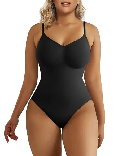 SHAPERX Body Moldeador Mujer Shapewear Fajas Reductoras Control de Abdomen Bodysuit lnvisible Posparto, UK-SZ5215-Black-XXS/XS