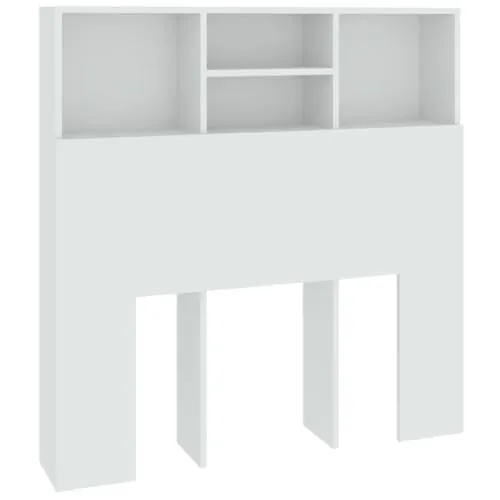 vidaXL Mueble Cabecero Armario de Cama con Almacenaje Pared Dormitorio Estantería Habitación Libros Decoraciones Blanco 100x19x103,5 cm