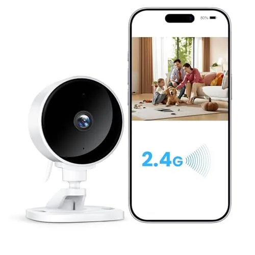 WOLFANG Camara Vigilancia WiFi Interior 1080P, Detección de Humano, Visión Nocturna, Audio Bidireccional, Compatible con Alexa, Alarma en Tiempo Real, Almacenamiento SD y Nube