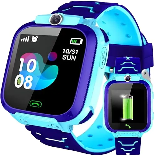RETOO Reloj inteligente para niños, niños y niñas, reloj inteligente GPS, SOS, llamada, teléfono móvil, reloj inteligente para niños con despertador musical, modo escuela, linterna