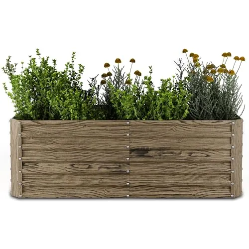 blumfeldt Jardineras Exterior Grandes - Arriate Elevado 972L en Acero Galvanizado, Resistente a la Intemperie, Diseño Ergonómico con Fondo Abierto para Flores, Hierbas & Verduras, Fácil Montaje
