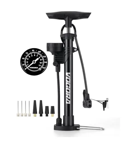 Bomba Bicicleta VOGORA con Manómetro Superior, inflador Bicicletas para Válvulas Presta y Schrader, hinchador Bicicleta Plegable Estable, Inflado Rápido para Bicis de Carretera y MTB, Garantía 2 Años