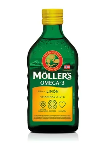 Moller’s ® | Aceite de hígado de bacalao | Complemento dietético con omega-3 EPA, DHA y vitaminas A, D y E | Sabor Limón | 500 ml