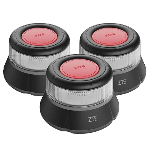 HIBRON ZTE Luz Emergencia Baliza V16 Homologada DGT con Geolocalización, Baliza Coche Conectada DGT 3.0, Datos Incluidos hasta 12/2038, Pack 3 Unidades