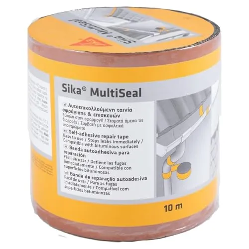 SIKA - Banda autoadhesiva bituminosa Multiseal - Terracota - Soporte múltiple - Para reparación de cubiertas y fisuras en edificios - 10m x 150mm