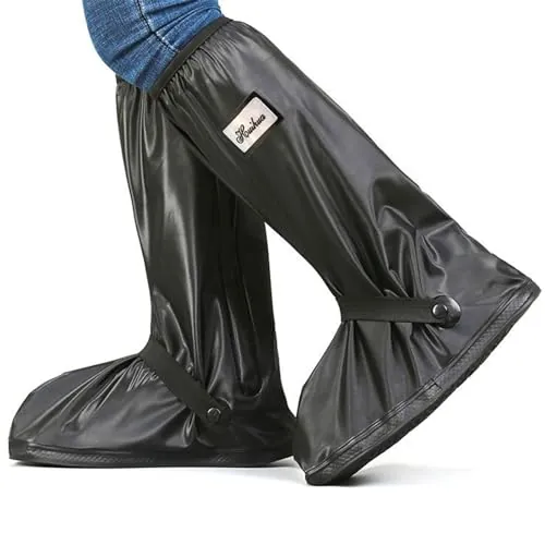 GUDECIUS Cubrezapatos Hombre Mujer Cubre Zapatos Impermeable Bicicletas Funda para Zapatos Lluvia Cubre Calzado Cubrebotas Nieve PVC Anti Barro Reutilizables Reflectantes(40-42 Negro)