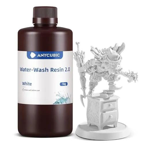 ANYCUBIC Water-Wash Resin 2.0, Resina para Impresoras 3D, Resina 3D de Alta Precisión de 405nm, Resina de Baja Contracción para Impresoras 3D de Resina DLP con Capacidad 4K/8K/12K LCD (Blanco, 1000g)