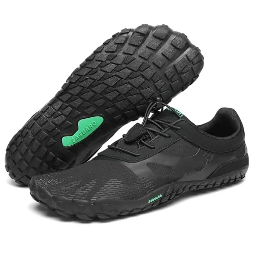 SAGUARO Mujer Hombre Barefoot Zapatillas Minimalistas Zapatillas de Trail Running Antideslizante Calzado Barefoot para Fitness Trekking Gym Negro Profundo,Gr.38