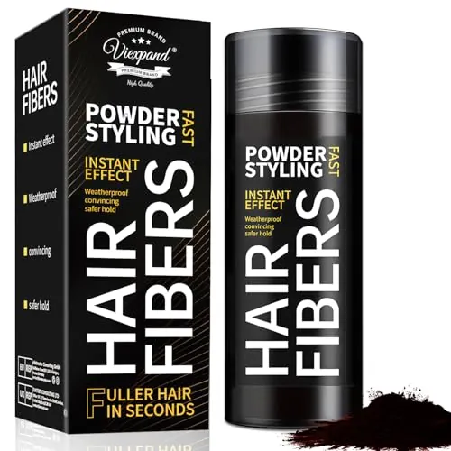 27.5G Fibras Capilares, Disimula la Calvicie al Instante, Polvos para el Pelo Aumenta el Volumen Instante, Relleno Capilar Instantáneo, Hair Fibers, Polvos Pelo Hombre y Mujer (Negro)