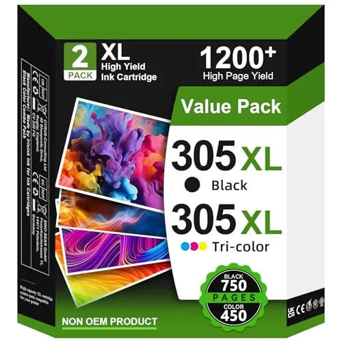 305XL Cartuchos de Tinta Remanufacturado para Tinta HP 305 XL, 305XL Cartuchos para HP DeskJet 2820e 2700 2720e 2722e 2810e 2800 Deskjet Plus 4100 4120e Envy 6000 6020e 6030e 6032e Envy Pro 6420 6430