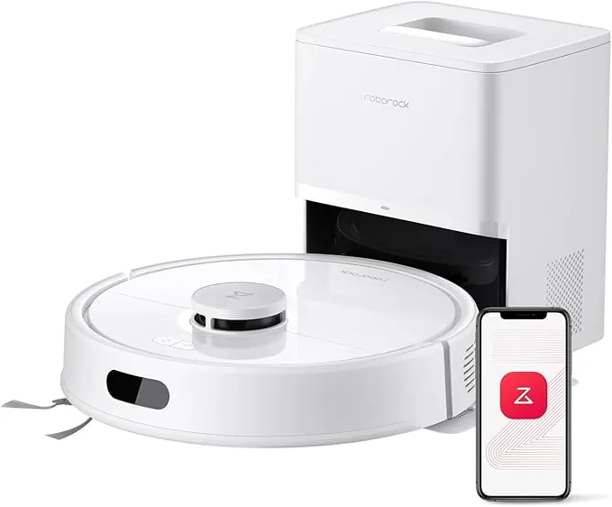 roborock Q7 L5+ Robot Aspirador y Fregador de 8000 Pa, 7 Weeks Autovaciado, Sistema Doble Antienredos, Navegación PreciSense LiDAR, Suelos Duros, Alfombras y Pelo de Mascotas, Blanco