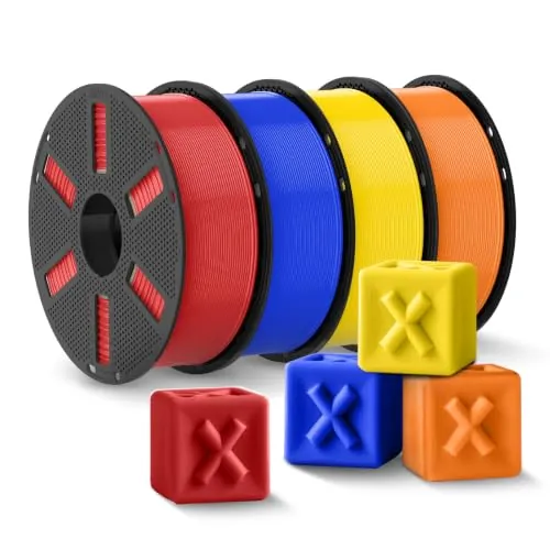 JAYO Rojo+Azul+Amarillo+Naranja PLA+ Filamento 1.75mm 4.4kg 4-Pack | PLA Reforzado de Alta Tenacidad, Precisión ±0.02 mm, Bobinado Ordenado, 4 x 1.1 kg (total 4.4 kg, ~1440 m)