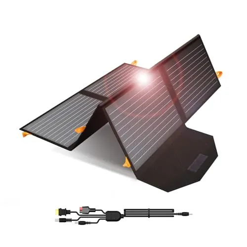 FlexSolar Kit de cargador de panel solar portátil plegablede 60W camping | carga rápida USB A QC3.0 USB-C DC puertos para teléfonos celulares, laptop, estación de energía